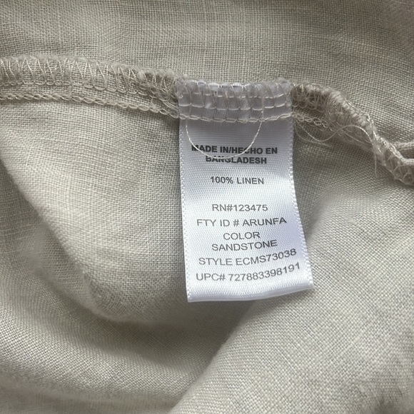Ellen Tracy company linen tan long tab sleeve top size medium - Picture 11 of 12